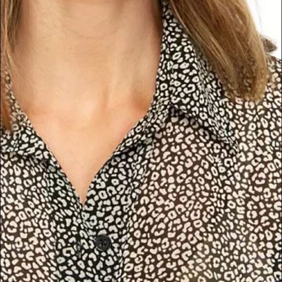 MICHAEL Kors Cheetah Shark Bite Hem Shirt - Picture 3 of 3
